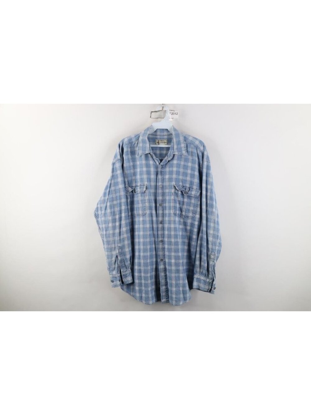 Vintage 90s Streetwear Mens Medium Faded Baggy Collared Button Shirt Blue Plaid